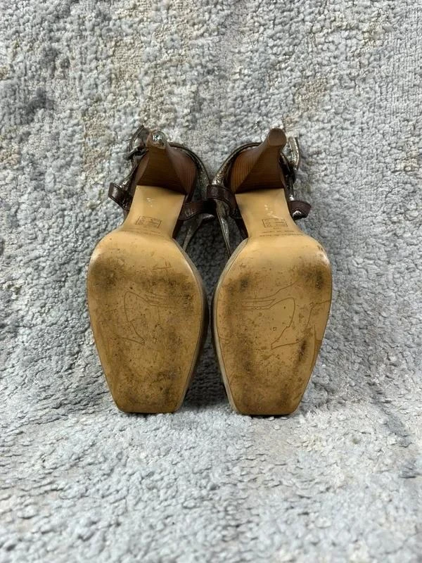 Bimba Y Lola Sandálias plataforma femininas de couro marrom com salto slingback Tamanho 39EU – photo 8